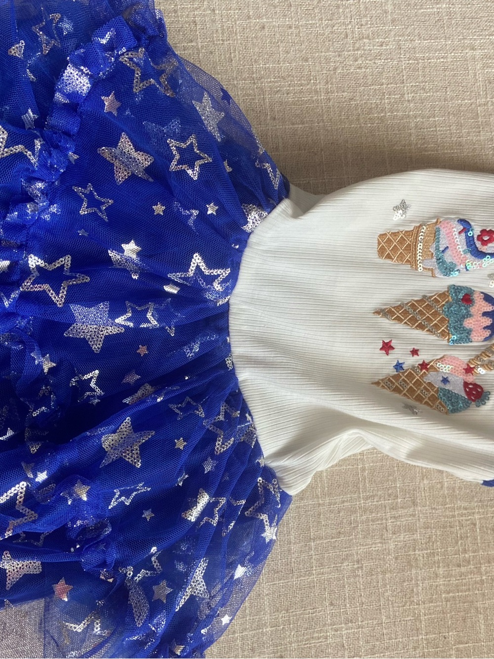 Zunie Blue Star Tulle Skirt Ice Cream Graphic Dress